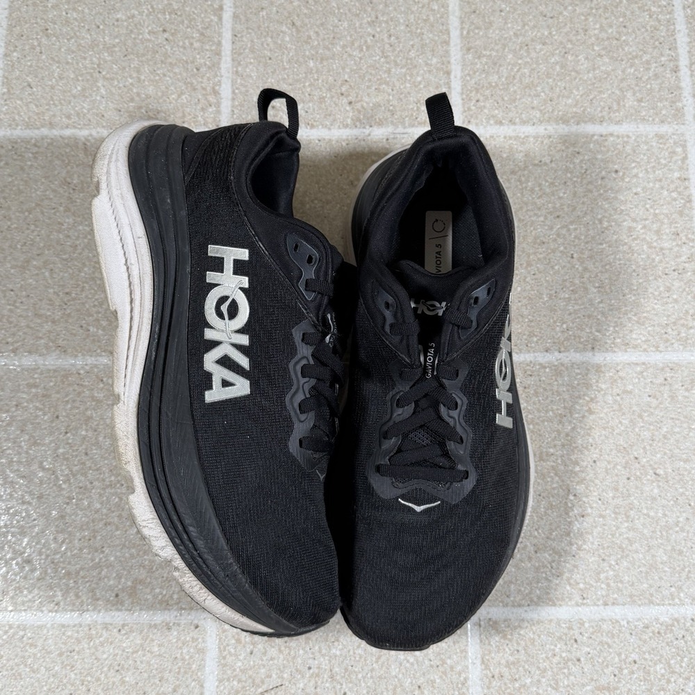 Hoka One One Shoes Womens Size 9.5 B Gaviota 5 Black White Mesh Running Sneaker